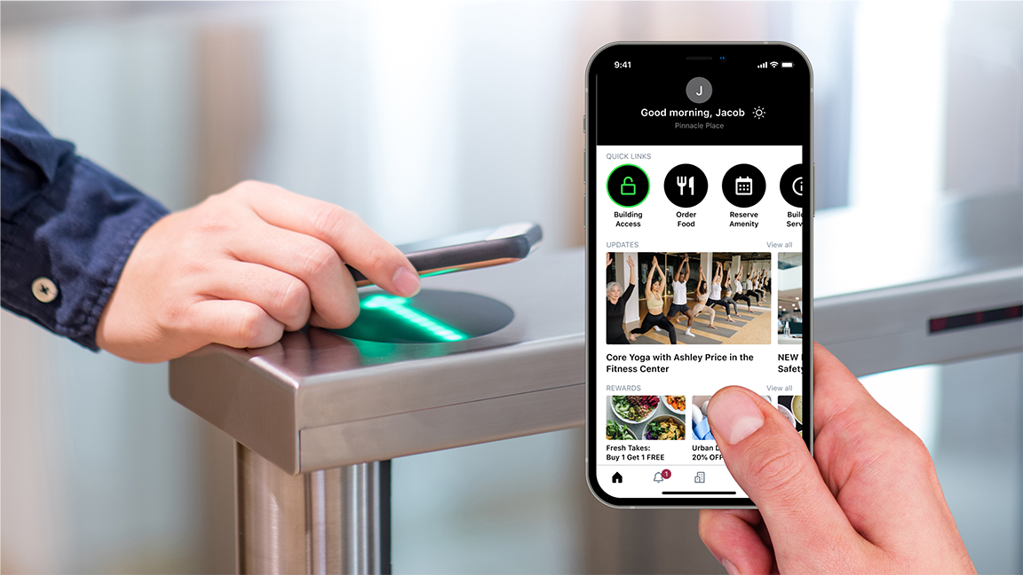 9:00 AM Pass through a security card reader to enter 📱